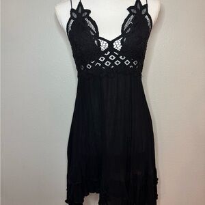 Free People Adella Black Lace Crochet Dress